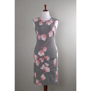 N NATORI $165 Floral Sleeveless Stretch Knee Length Sheath Dress Size 10
